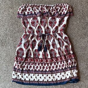 Mossimo Supply Co. | Boho Strapless Dress w/ Red & Navy Detail